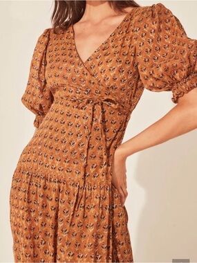 Daughters of India Floral Wrap Midi Dress in Autumn Shades